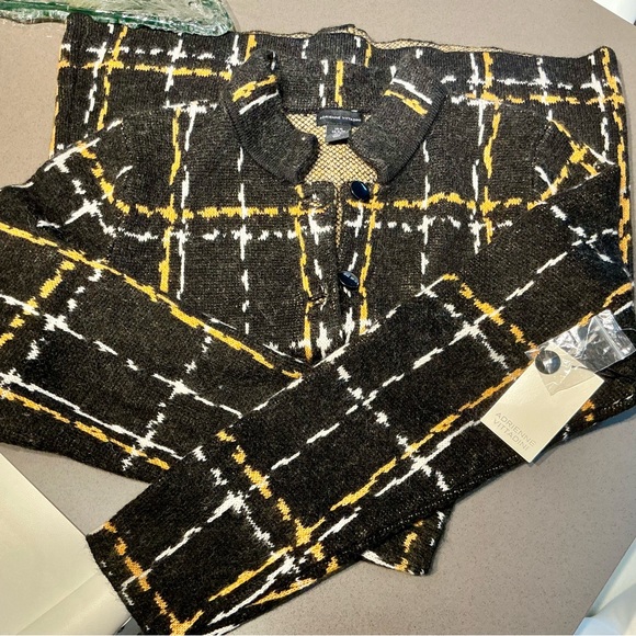Adrienne Vittadini. Black, Yellow & White  Plaid Jacket / Cardigan. XL FAB ♥️ - Picture 11 of 17